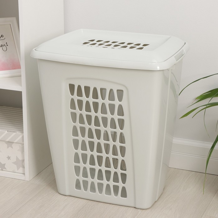 Корзина бельевая с крышкой «Молетта», 60 л, 47,9×36,9×55 см, цвет светло-серый Корзина бельевая с крышкой «Молетта», 60 л, 47,9×36,9×55 см, цвет светло-серый