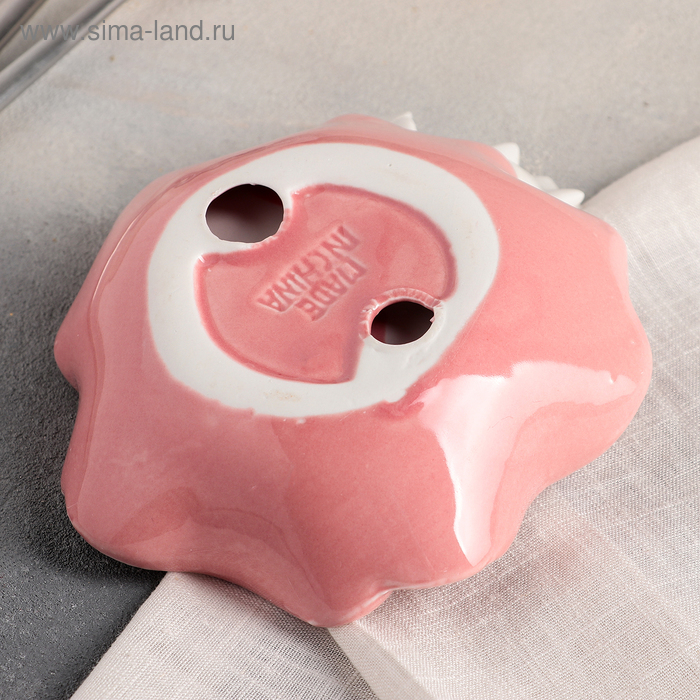 Блюдо керамическое «Голубки на цветке», 14×14 см, цвет розовый Блюдо керамическое «Голубки на цветке», 14×14 см, цвет розовый