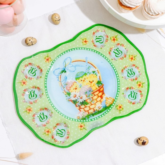 Подставка стеклянная для яиц 8 ячеек Доляна «Пасхальные цыплята», 35×24,5 см Подставка стеклянная для яиц 8 ячеек Доляна «Пасхальные цыплята», 35×24,5 см