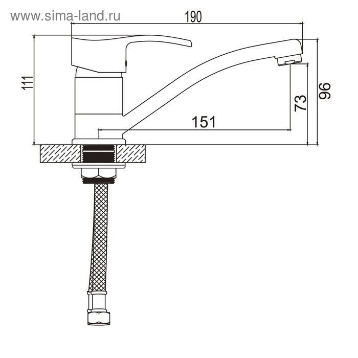 Cмеситель для кухни Accoona A84203, однорычажный, средний излив, силумин, хром Cмеситель для кухни Accoona A84203, однорычажный, средний излив, силумин, хром