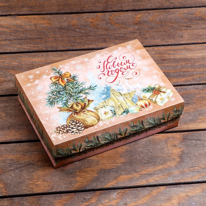 Подарочная коробка сборная Подарочная коробка сборная "Мешочек с елкой", 21 х 15 х 5,7 см