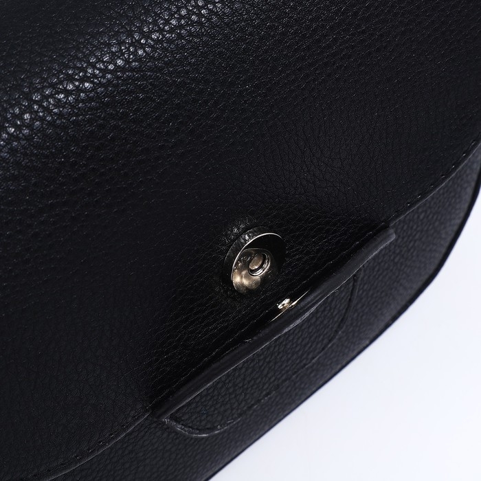 Сумка-мессенджер RICHET на магните, наружный карман, длинный ремень, цвет чёрный