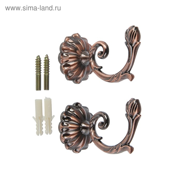 Крючок для штор  Крючок для штор "ТУНДРА" KS006, однорожковый, цвет медь