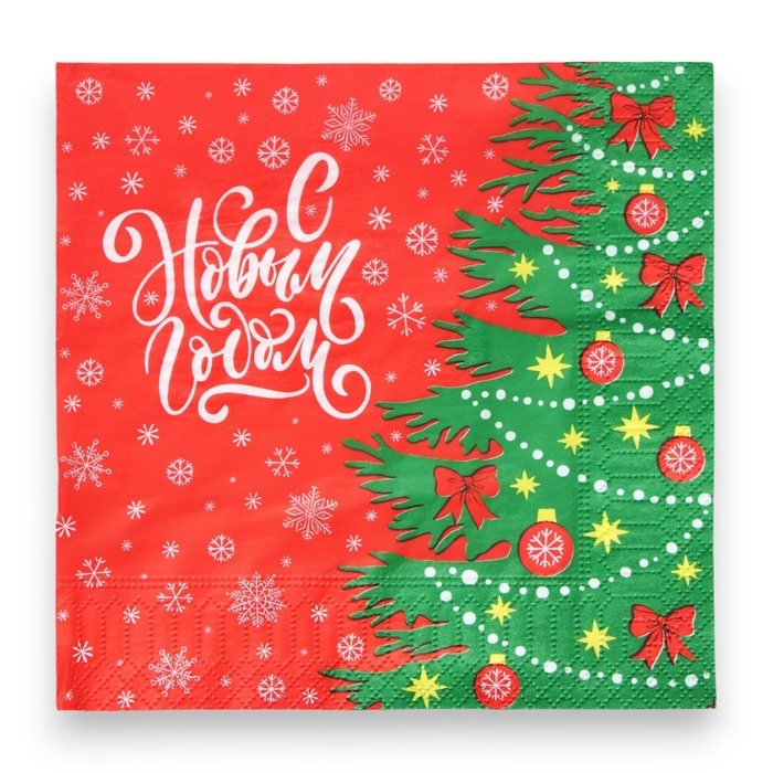 Новый год. Салфетки бумажные Pero Prestige «Ёлочка», 3 слоя, 33х33, 20 шт.