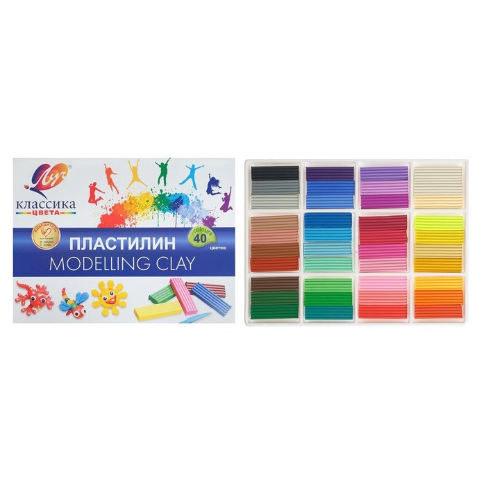 Пластилин 40 цветов 800 г  Пластилин 40 цветов 800 г "Классика"