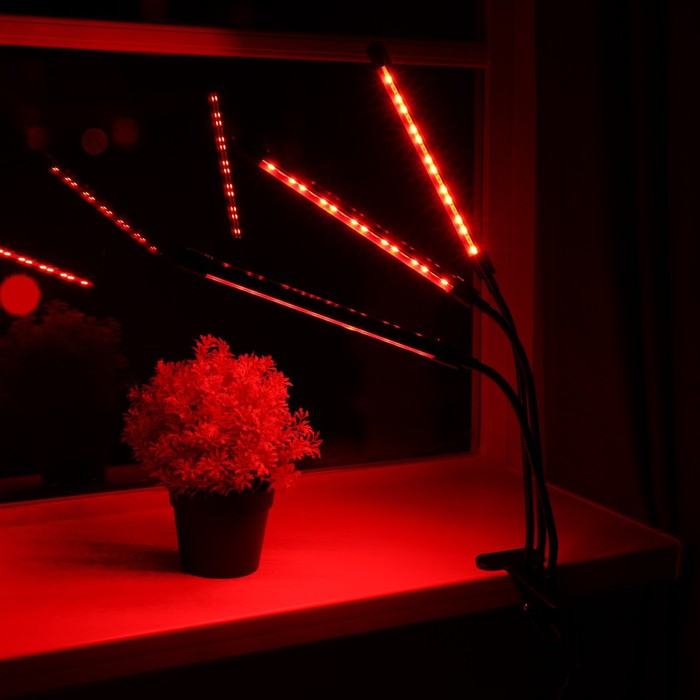 Фитосветильник светодиодный, 27 Вт, 250 мм, IP66, 5 В, USB, биколорный, прищепка, с таймером Фитосветильник светодиодный, 27 Вт, 250 мм, IP66, 5 В, USB, биколорный, прищепка, с таймером