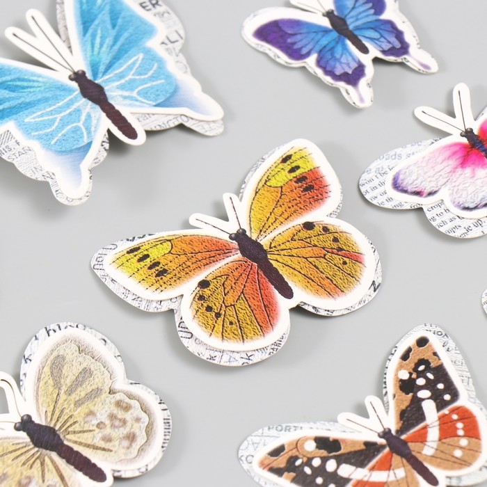 Бабочки картон двойные крылья Бабочки картон двойные крылья "Газетные" набор 12 шт h=4-10 см