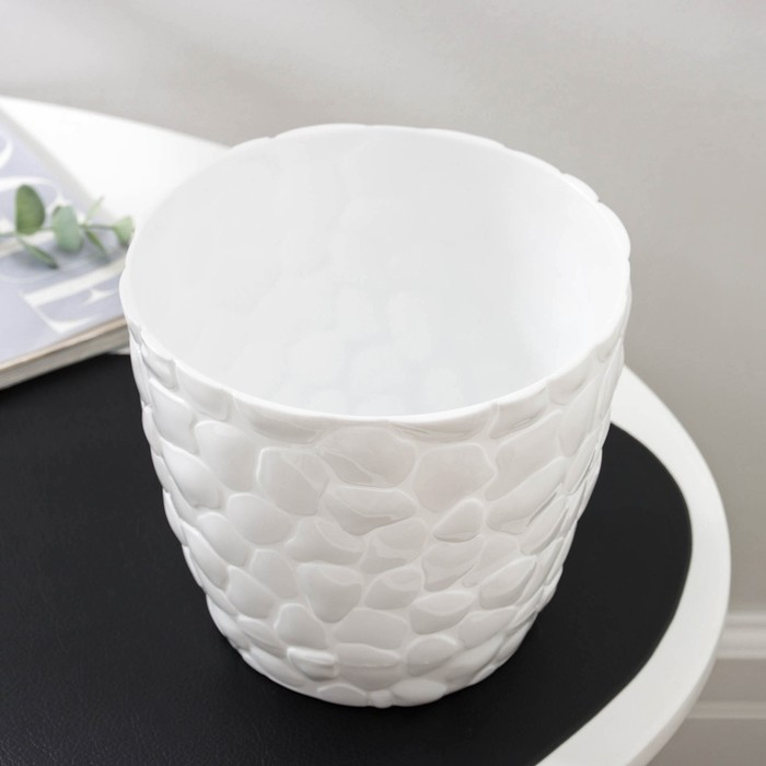 Горшок с поддоном «Камни», 2,6 л, цвет белый Горшок с поддоном «Камни», 2,6 л, цвет белый