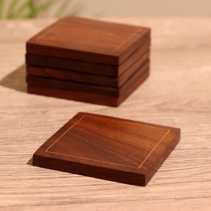 Подставки под горячее (набор 6 шт) 10х8х8 см, дерево шишам Подставки под горячее (набор 6 шт) 10х8х8 см, дерево шишам