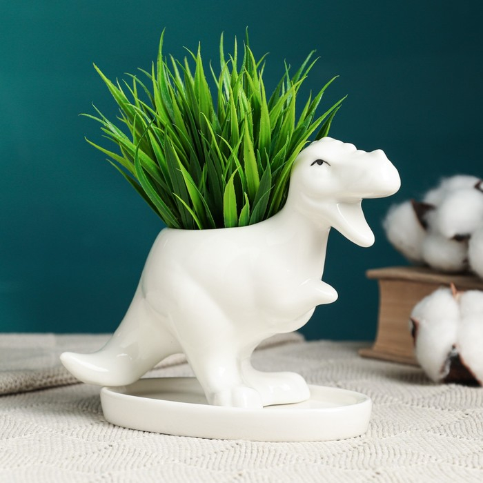 Горшок Горшок "Тирекс" белый, 14х6,5х11см