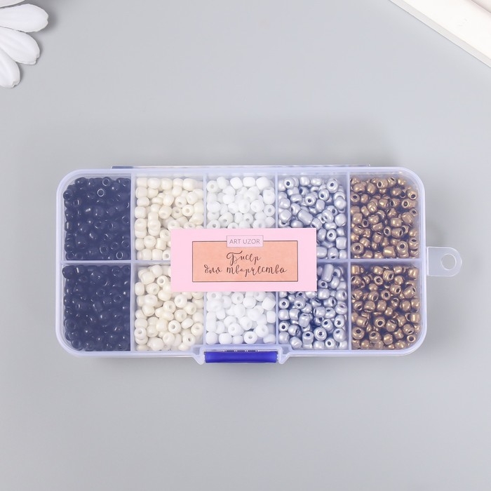 Бисер стекло 6/0 в шкатулке 10 делений  Бисер стекло 6/0 в шкатулке 10 делений "Классика" 1 деление=10 гр 12,8х6,5х2,2 см