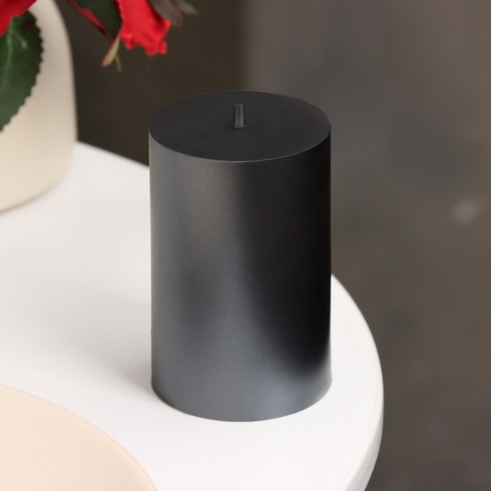 Свеча-цилиндр гладкая, 5х7,5 см, мокрый асфальт, 6 ч Свеча-цилиндр гладкая, 5х7,5 см, мокрый асфальт, 6 ч