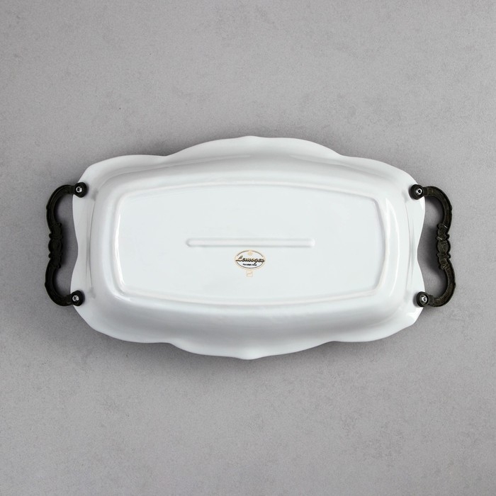 Блюдо «Роза», 1.8 л, прямоугольное, золотая обводка, фарфор, Иран Блюдо «Роза», 1.8 л, прямоугольное, золотая обводка, фарфор, Иран