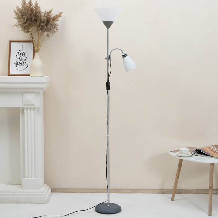 Торшер  Торшер "Тренд 2" 1х40Вт Е27+1хЕ27 40Вт серебристый 22х22х180 см.