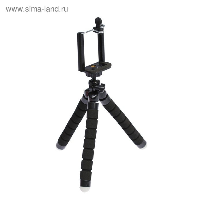 Штатив-тренога Luazon настольный, для телефона шириной до 7 см, гибкие ножки, высота 17 см, чёрный Штатив-тренога Luazon настольный, для телефона шириной до 7 см, гибкие ножки, высота 17 см, чёрный