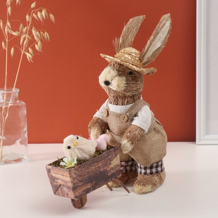 Декор Декор "Зайчик с курочкой в тележке" 10х30х27 см