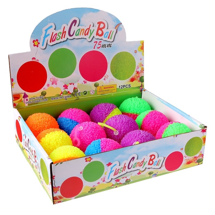 Мяч световой «Пушистик» с пищалкой, цвета МИКС Мяч световой «Пушистик» с пищалкой, цвета МИКС