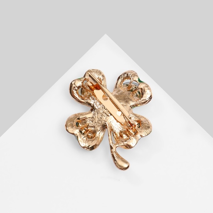 Брошь «Клевер» многослойный, цвет бело-зелёный в золоте Брошь «Клевер» многослойный, цвет бело-зелёный в золоте