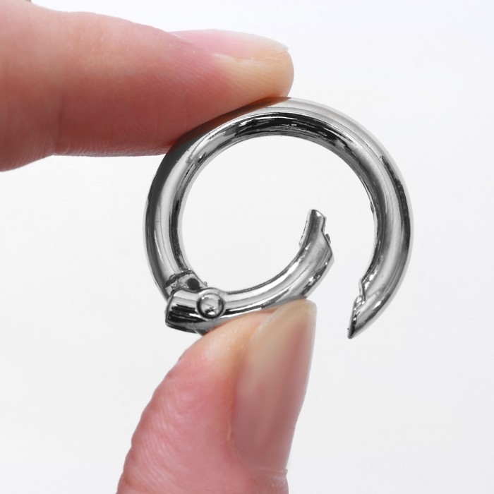 Кольцо-карабин, d = 20/28 мм, толщина - 4 мм, 5 шт, цвет серебряный Кольцо-карабин, d = 20/28 мм, толщина - 4 мм, 5 шт, цвет серебряный