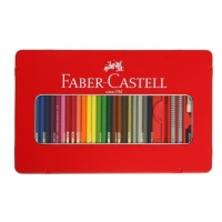 Карандаши 48 цвета Faber-Castell "Замок", трёхгранный корпус, 2 чернографитных карандаша , с ластиком, в металлическом пенале