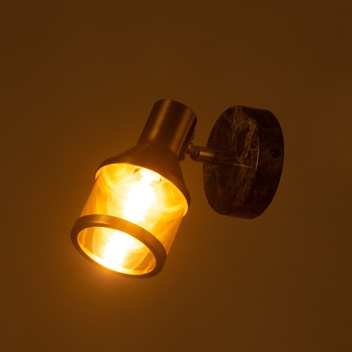 Спот Спот "Никс" 1x40Вт E14 Бронза, черный мрамор 10х17х16см