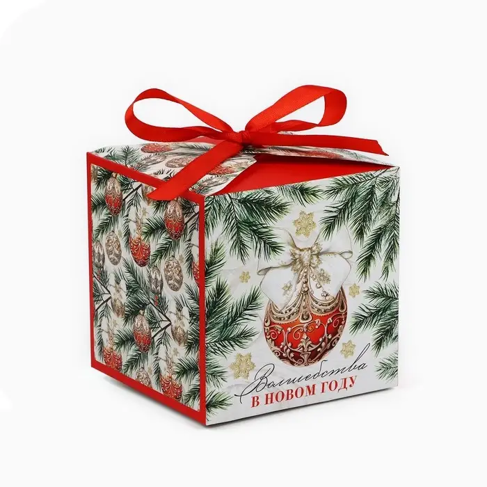 Коробка подарочная новогодняя складная «Новогодний шар», 12 х 12 х 12 см Коробка подарочная новогодняя складная «Новогодний шар», 12 х 12 х 12 см