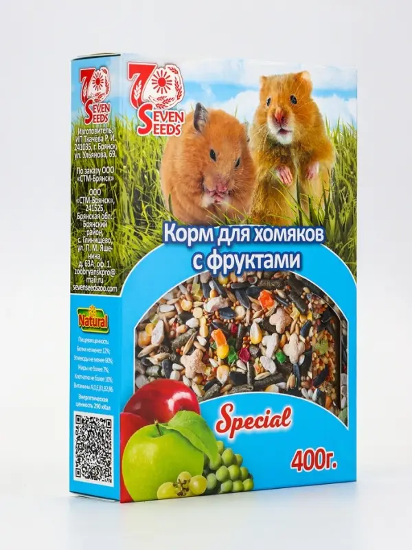 Корм SEVEN SEEDS SPECIAL для хомяков, с фруктами, 400 г