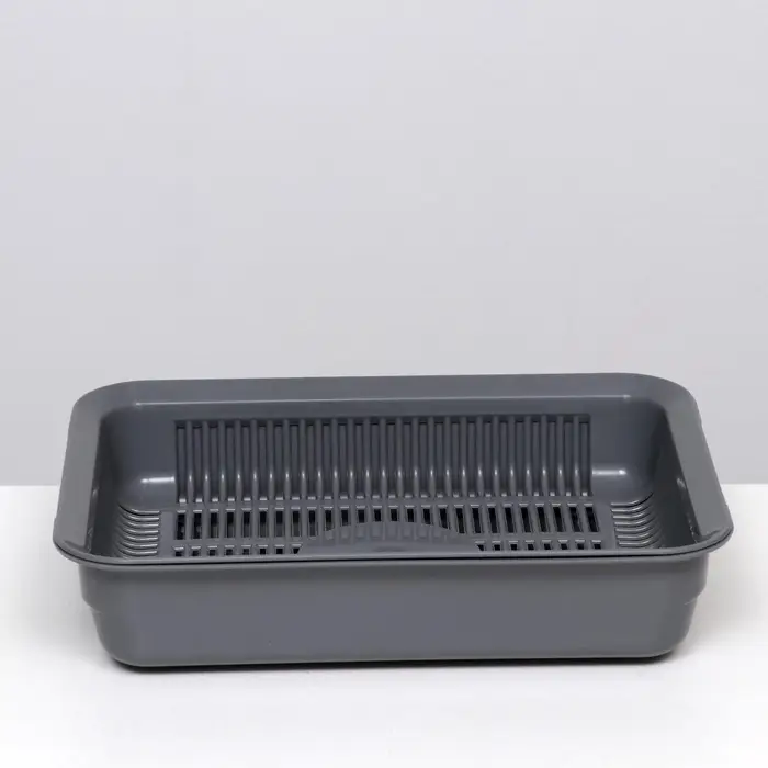 Туалет для кошек, 35.5&times;26&times;7 с, с сеткой, пластик, серый