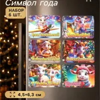Магниты на холодильник &laquo;С Новым Годом&raquo;, набор 6 шт., 4.5&times;6.3 см