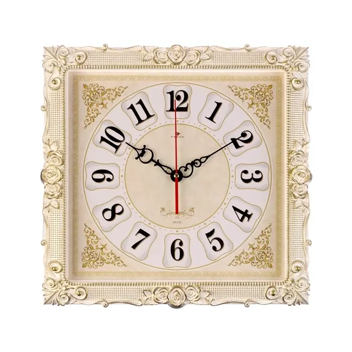 Часы настенные интерьерные &laquo;Барака&raquo;, бесшумные, плавный ход, 38&times;38 см, белые, золотистые