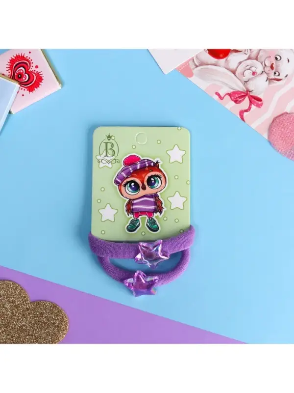 Резинка для волос «Мелодия», набор 2 шт., звезда, 3.5 см, сиреневая Резинка для волос «Мелодия», набор 2 шт., звезда, 3.5 см, сиреневая