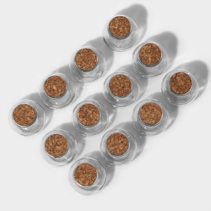 Набор баночек стеклянных для специй с пробковой крышкой Доляна «Парфе», 120 мл, 7×7 см, 12 шт Набор баночек стеклянных для специй с пробковой крышкой Доляна «Парфе», 120 мл, 7×7 см, 12 шт