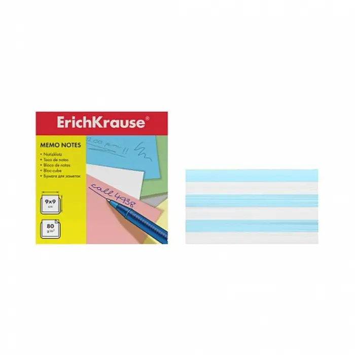 Блок бумаги для записей ErichKrause, 9&times;9&times;4.5 см, голубой