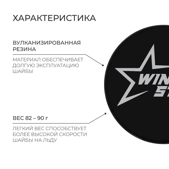 Шайба хоккейная Winter Star, детская, d=6 см