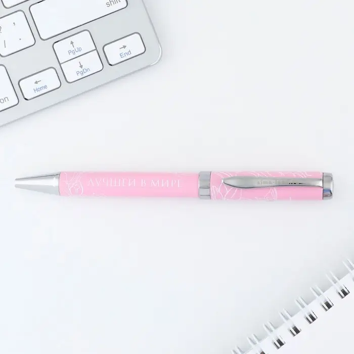 Ручка шариковая, синяя паста, 1.0 мм, на открытке металл, 1 мм &laquo;С 8 марта&raquo;