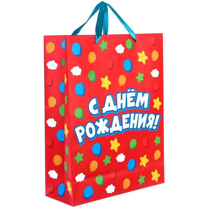 Пакет подарочный Пакет подарочный "С Днем рождения" 31х40х11.5 см, упаковка, Синий трактор