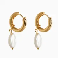 Серьги жемчуг "Барокко", цвет белый в золоте