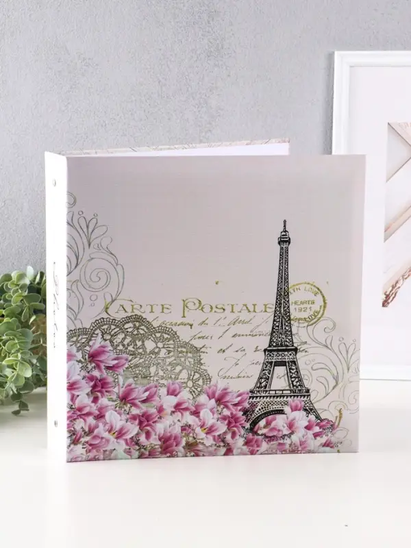 Фотоальбом 400 фото 10X15см, "Эйфелева башня"ПП карм., пер-т 3-кольца