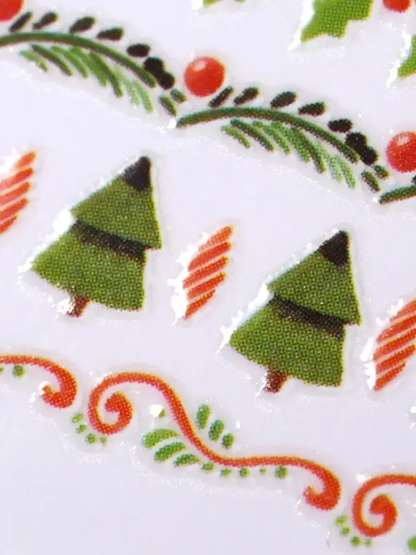 Наклейки для ногтей &laquo;Зимние узоры&raquo;, красные, зелёные