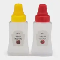 Бутылки для соуса &laquo;Мини&raquo;, набор 2 шт., 24 мл, 7.3&times;3&times;2.2 см, пластик, прозрачные, наклейка МИКС