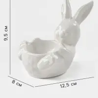 Подставка для яиц Доляна &laquo;Зайка&raquo;, 12.5&times;8&times;9.5 см, доломит, белая