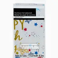 Скатерть одноразовая &laquo;С днём рождения&raquo;, 137&times;183 см, белая