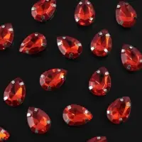 Стразы пришивные &laquo;Капля&raquo;, в оправе, 10&times;14 мм, 20 шт., красные