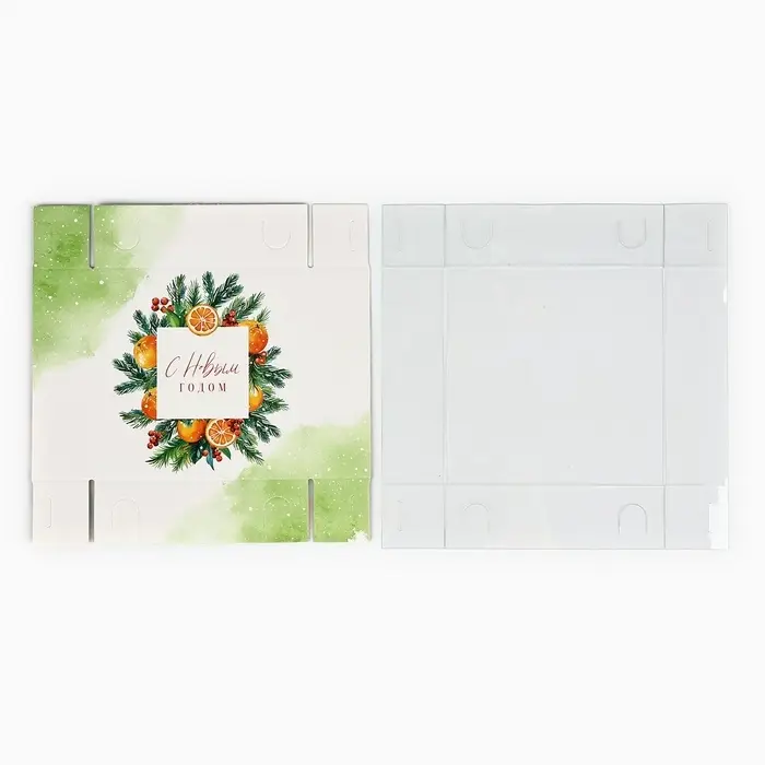 Коробка для макарун «С Новым годом», 12×12×3.5 см