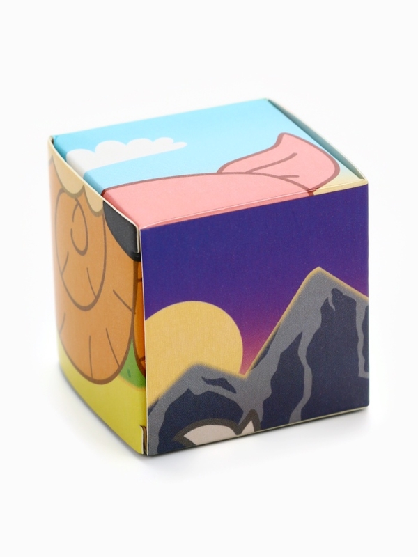 Книжка с кубиками  Книжка с кубиками "Зверята на ферме", 15х15 см, 10 стр., + 9 кубиков, Синий трактор