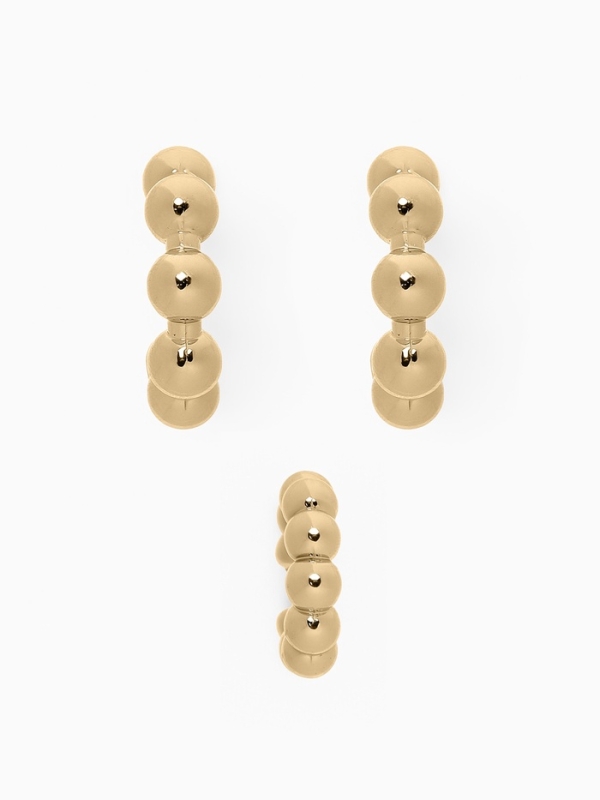 Набор серьги и каффы 3 шт «Бублики» дутые, цвет золото