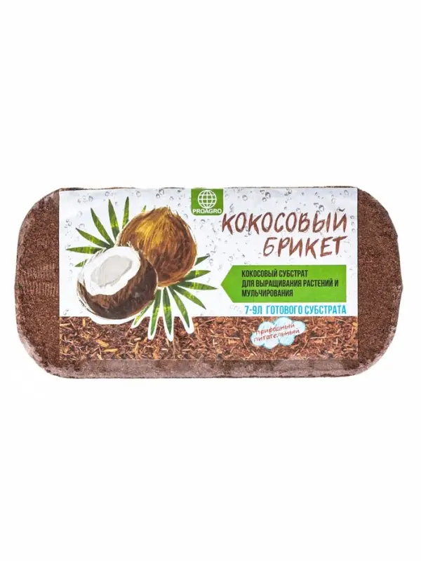 Кокосовый брикет для мульчирования, впитываемость 7-9 л, 650 г