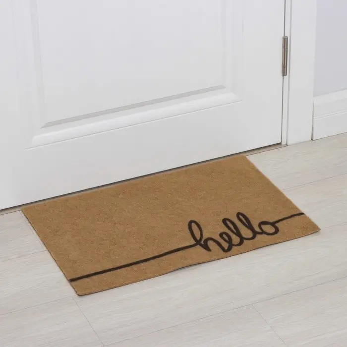 Коврик придверный Доляна Hello, без окантовки, 40&times;60 см, бежевый