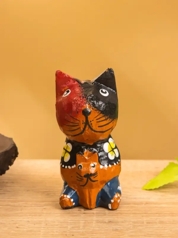 Сувенир интерьерный "Котики" 5х5х8 см, дерево, цв. рыжий