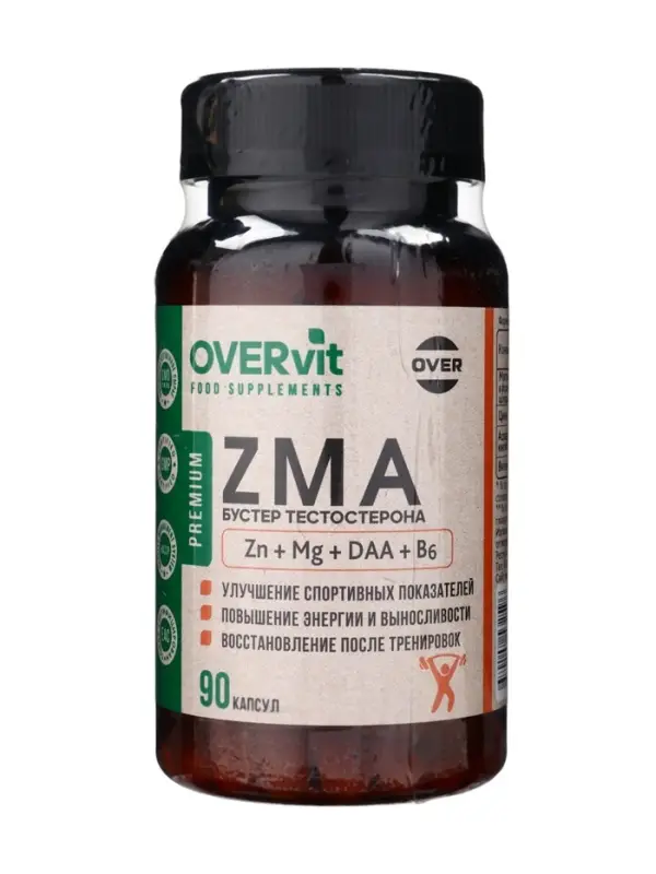 Комплексная добавка к пище ZMA OVERvit, 90 капсул Комплексная добавка к пище ZMA OVERvit, 90 капсул